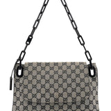 Gucci Grey GG Black Plastic Chain Shoulder Bag