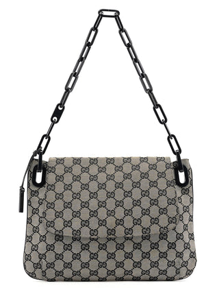 Gucci Grey GG Black Plastic Chain Shoulder Bag