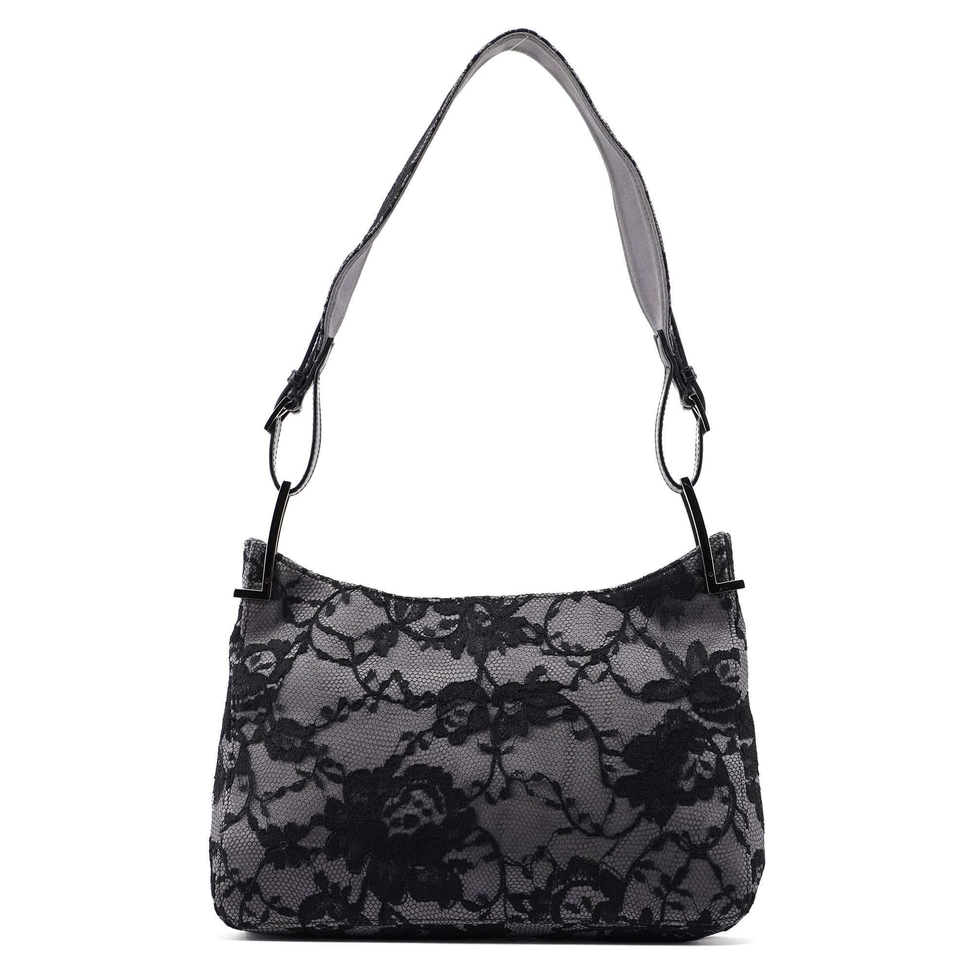 Gucci Grey Silk Lace Shoulder Bag