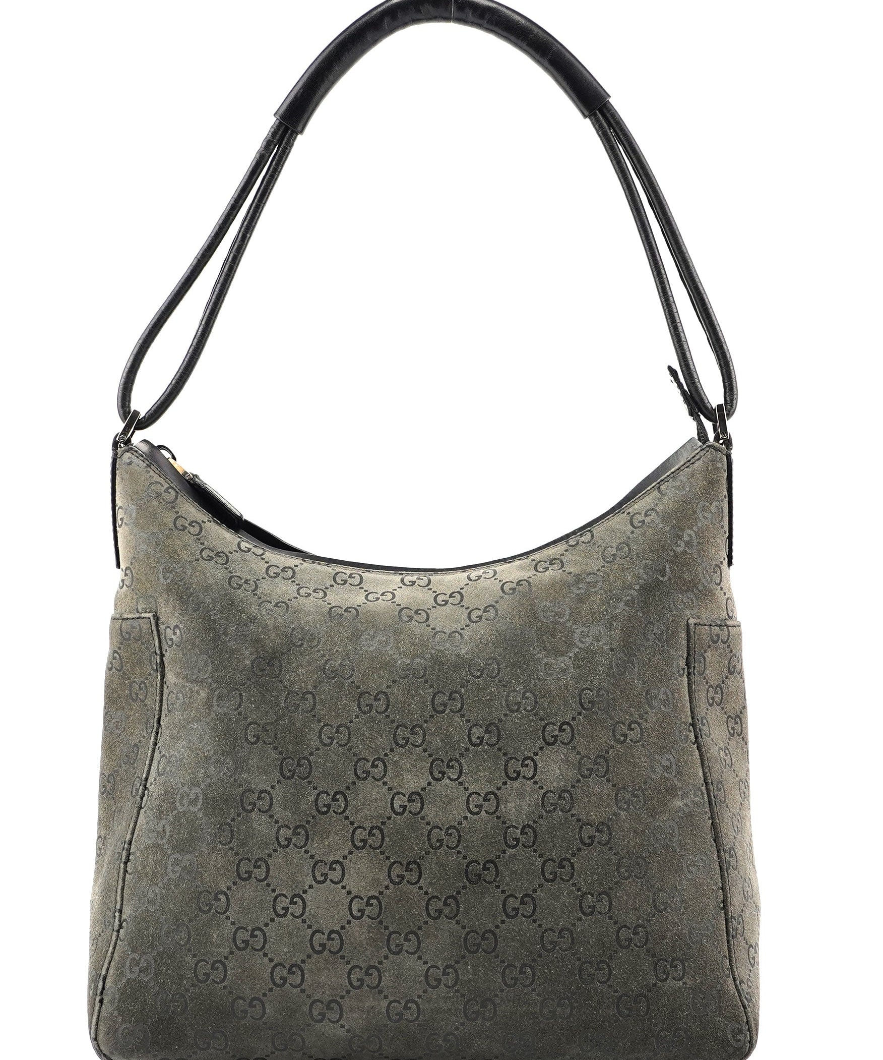 Gucci Grey Suede GG Hobo Shoulder Bag