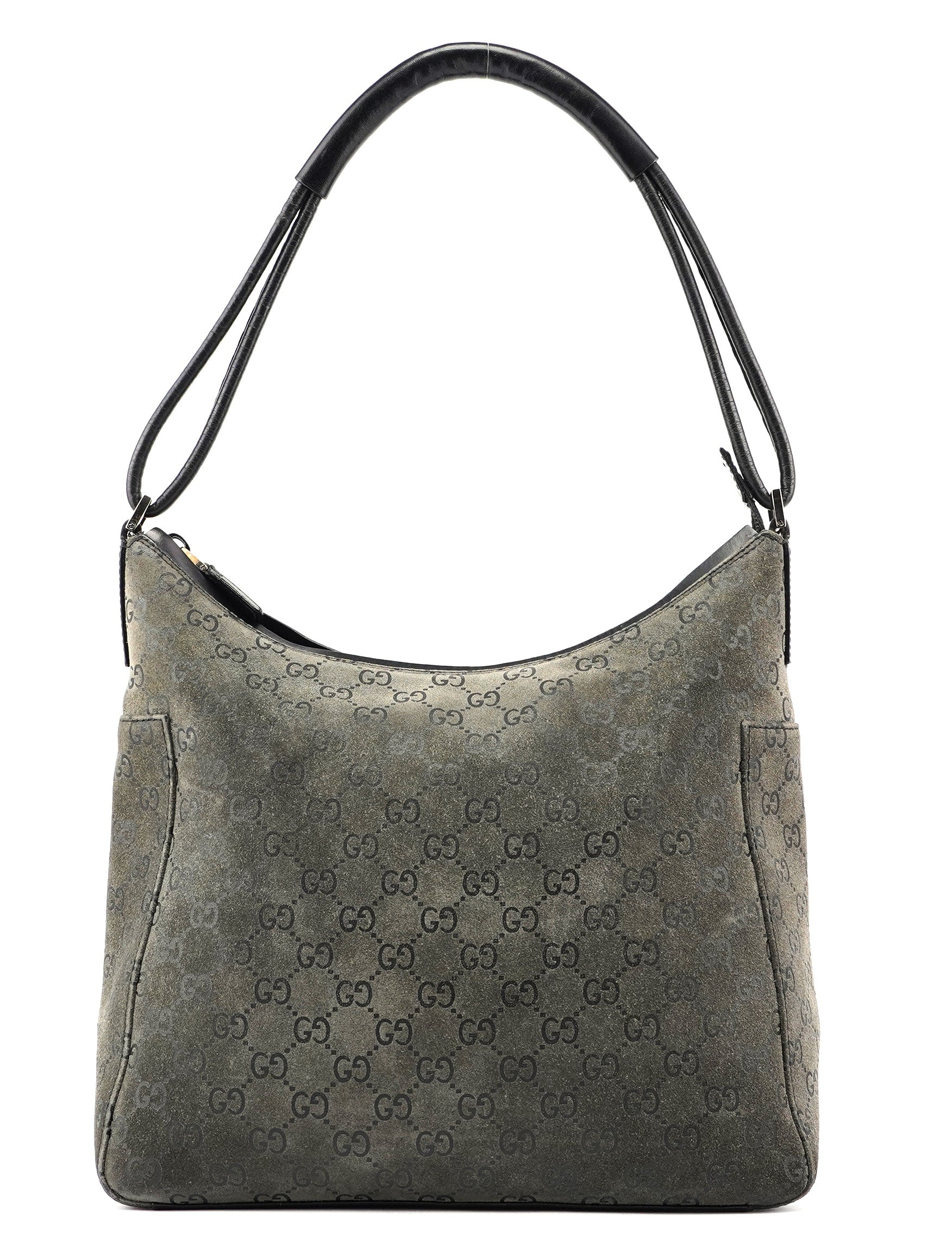 Gucci Grey Suede GG Hobo Shoulder Bag