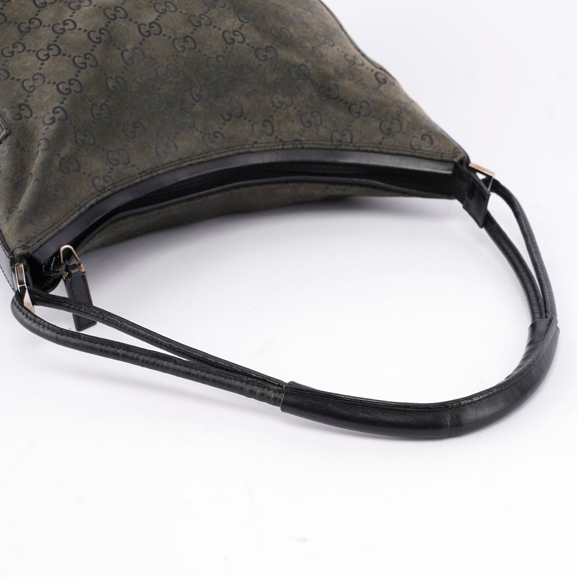 Gucci Grey Suede GG Hobo Shoulder Bag