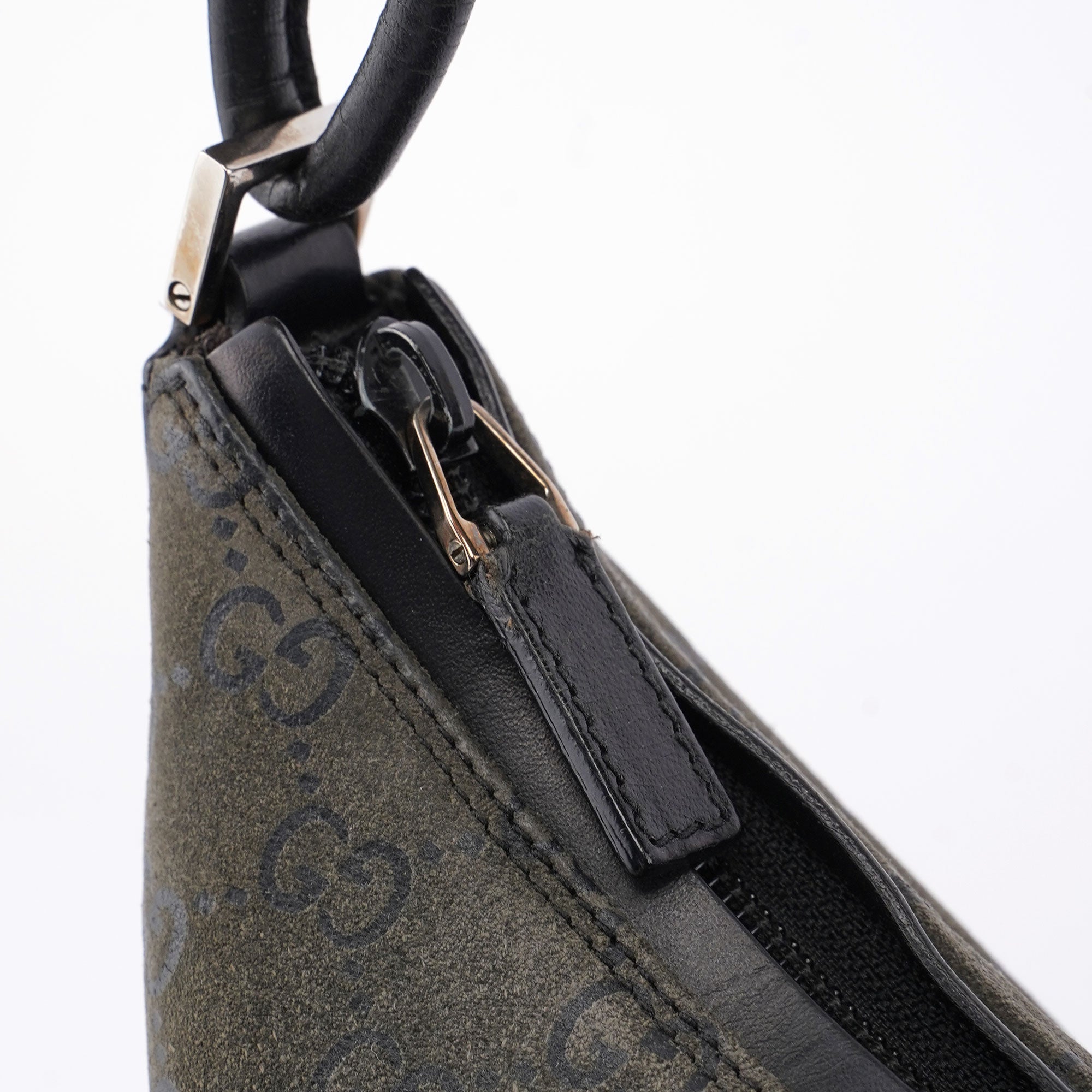 Gucci Grey Suede GG Hobo Shoulder Bag