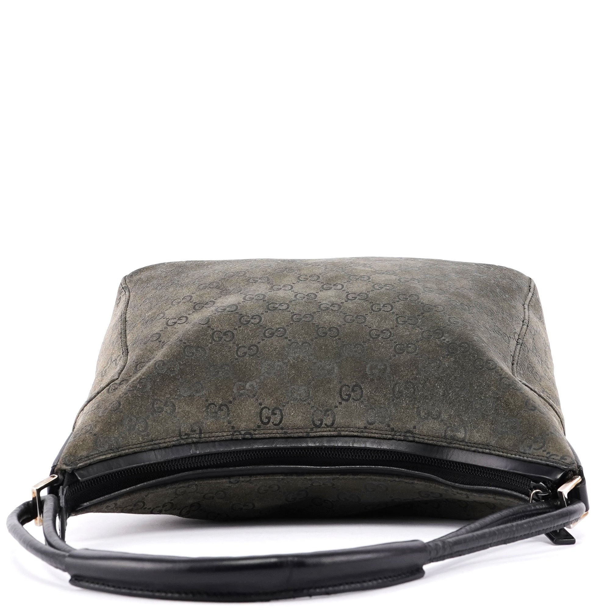 Gucci Grey Suede GG Hobo Shoulder Bag