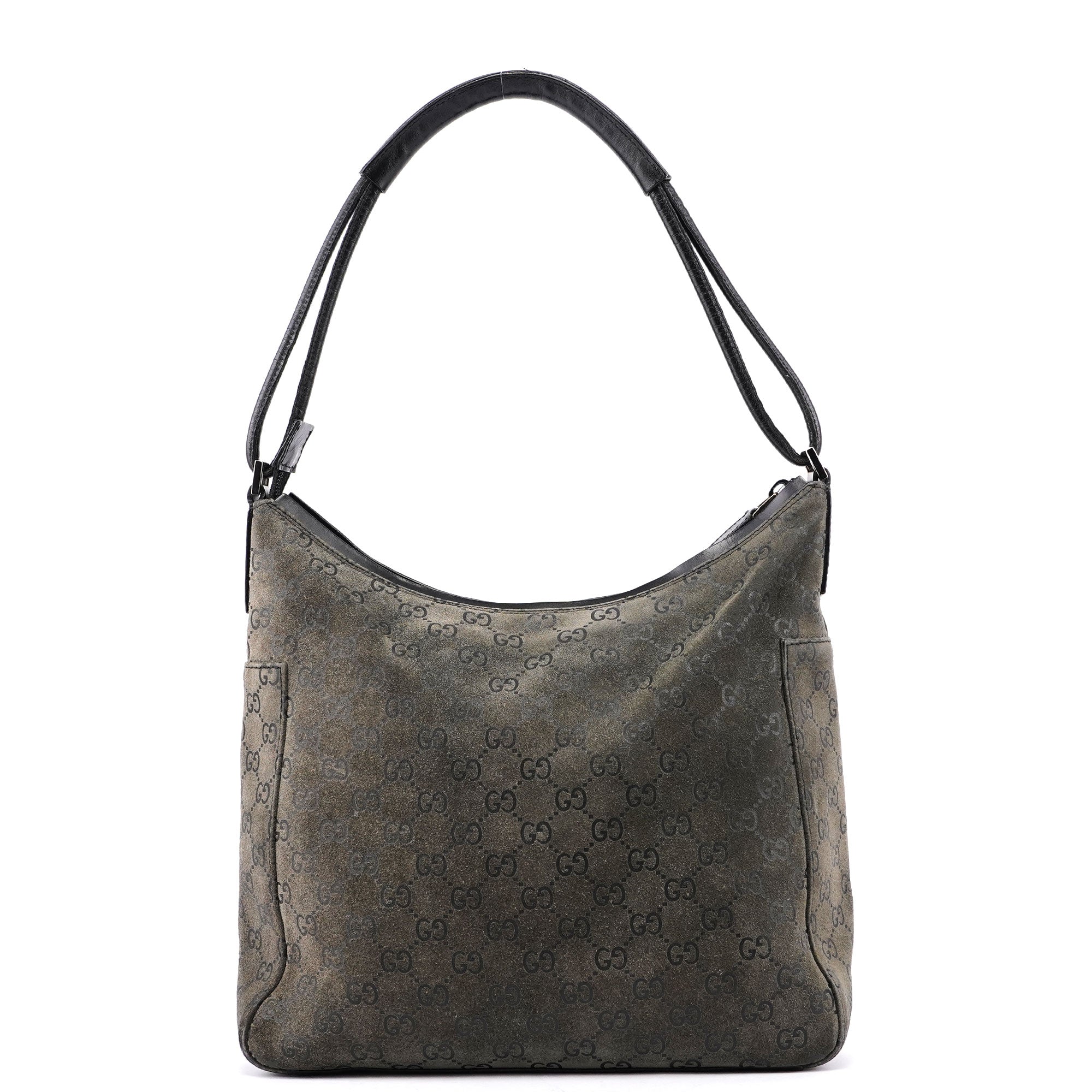 Gucci Grey Suede GG Hobo Shoulder Bag