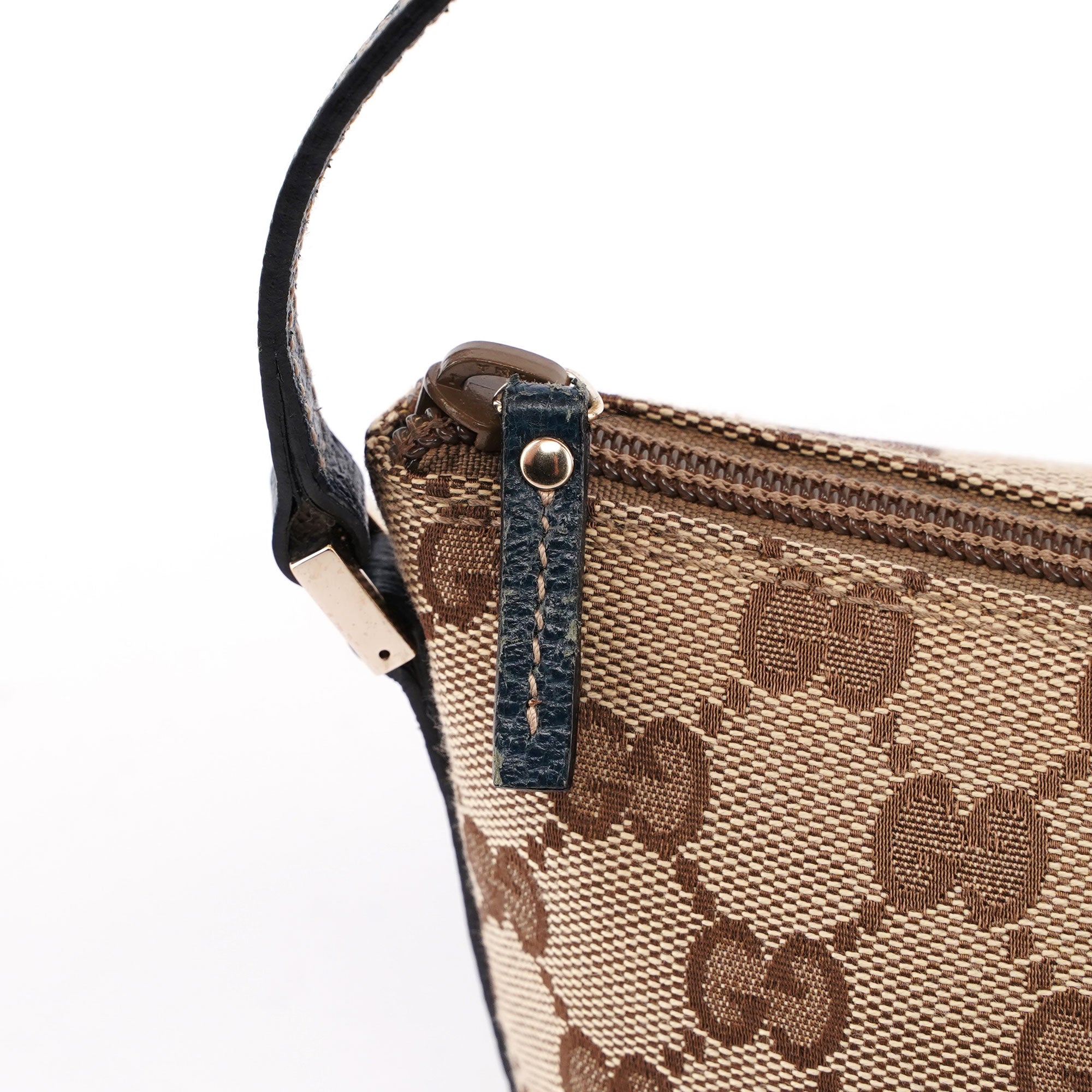 Gucci 07198 GG Boat Pochette Gucci en toile GG beige et bleu marine
