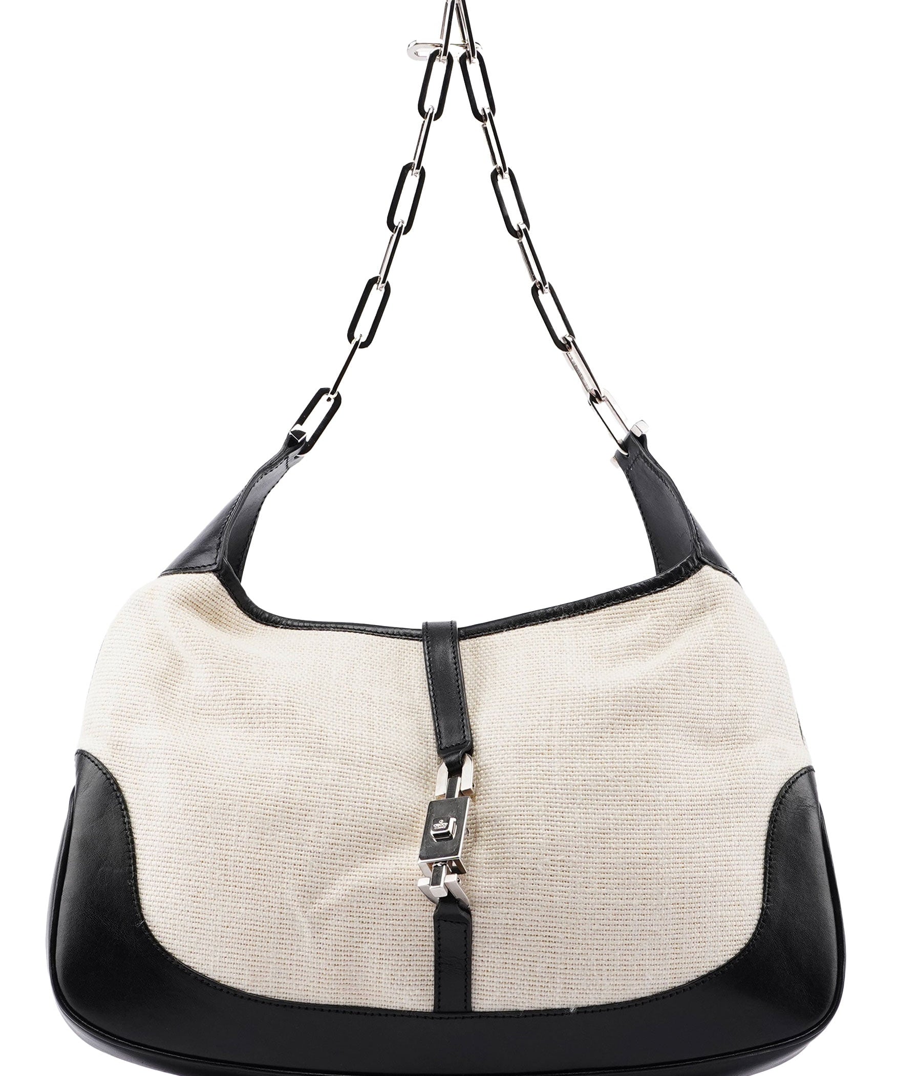 Gucci gucci Beige Canvas Chain Jackie Shoulder Bag
