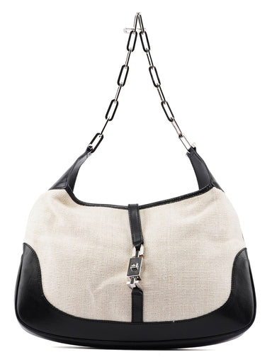 Gucci gucci Beige Canvas Chain Jackie Shoulder Bag