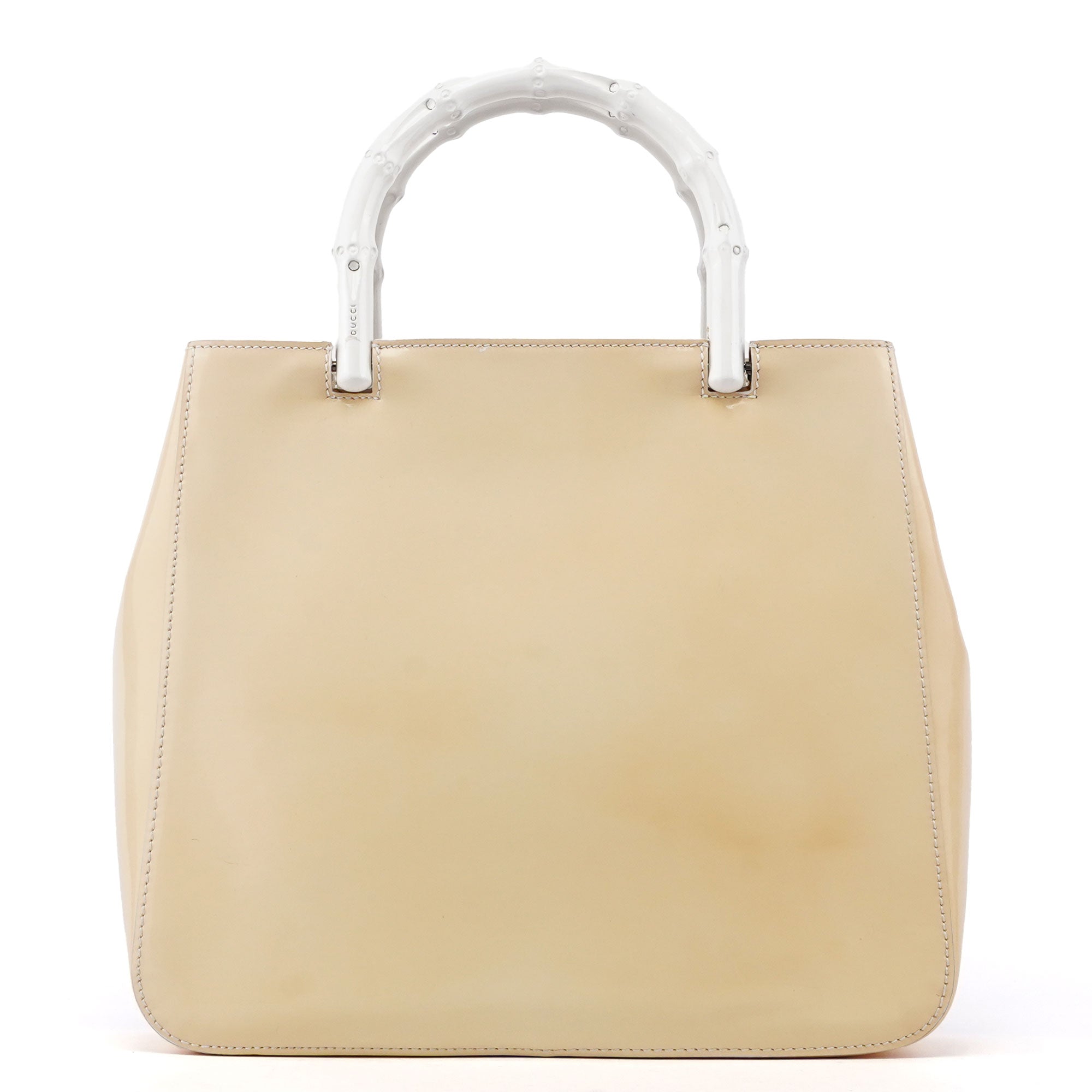 Gucci Gucci Beige Patent Leather Bamboo Tote