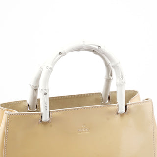 Gucci Gucci Beige Patent Leather Bamboo Tote