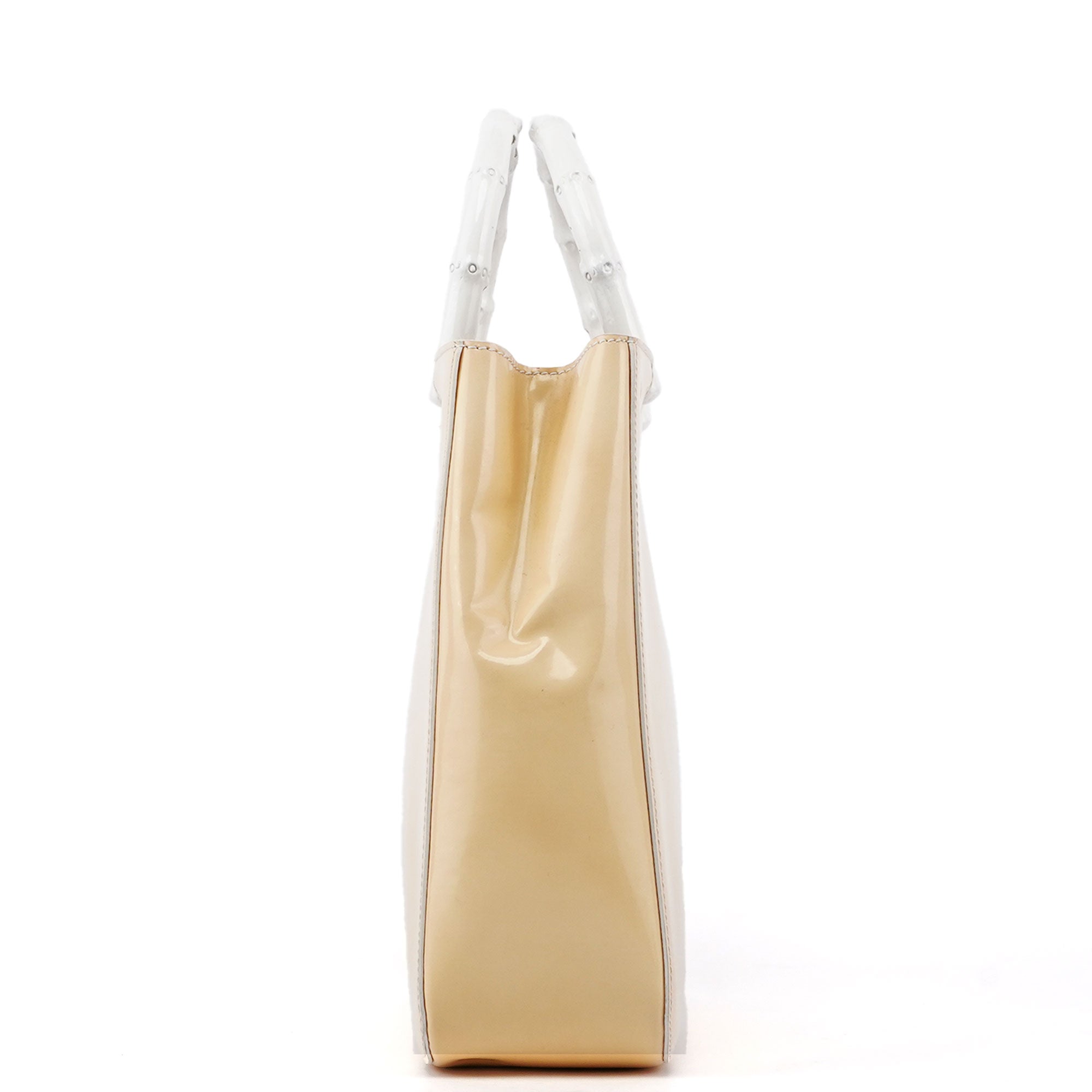 Gucci Gucci Beige Patent Leather Bamboo Tote