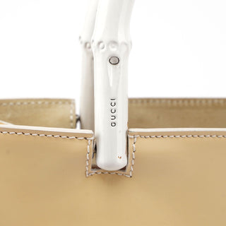 Gucci Gucci Beige Patent Leather Bamboo Tote