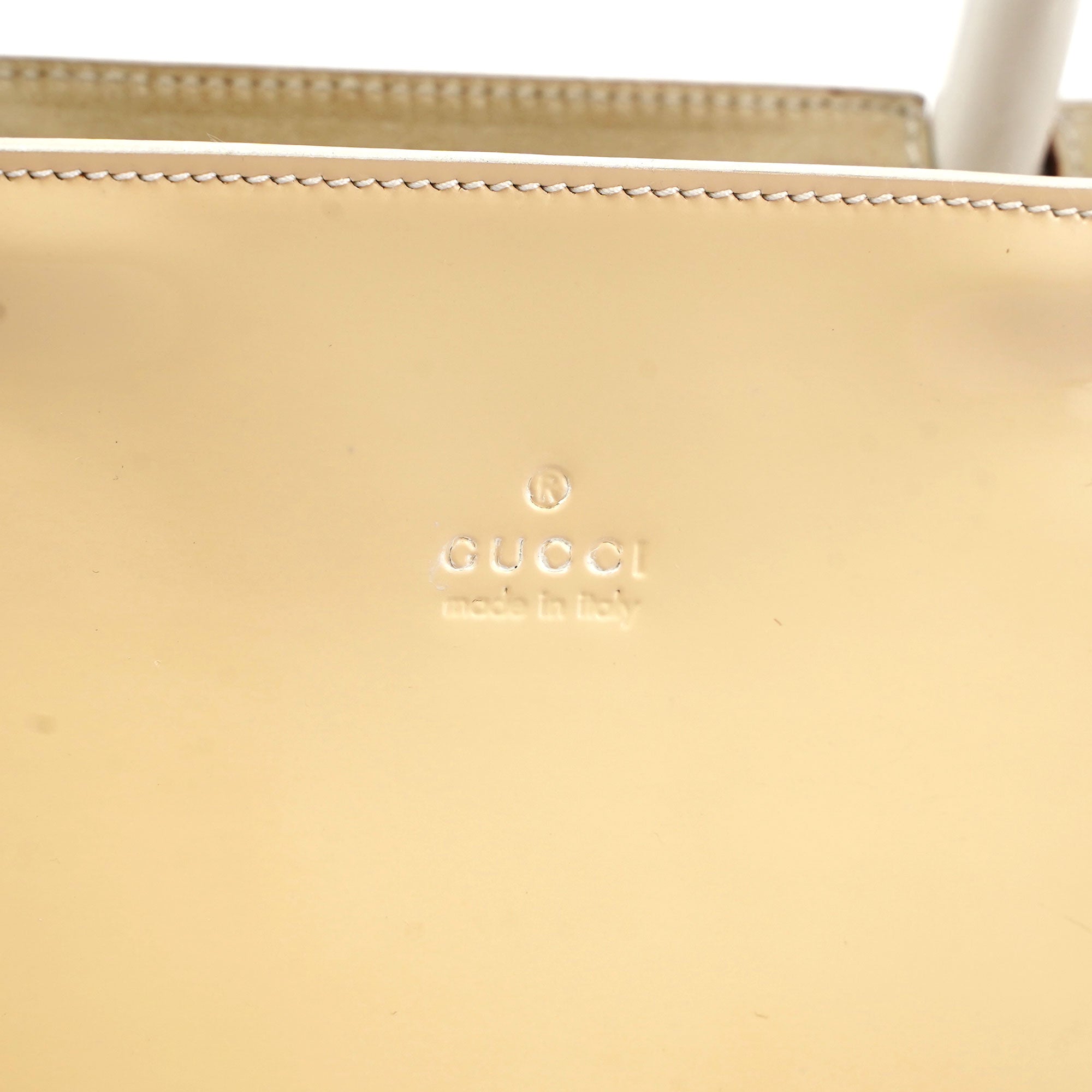 Gucci Gucci Beige Patent Leather Bamboo Tote