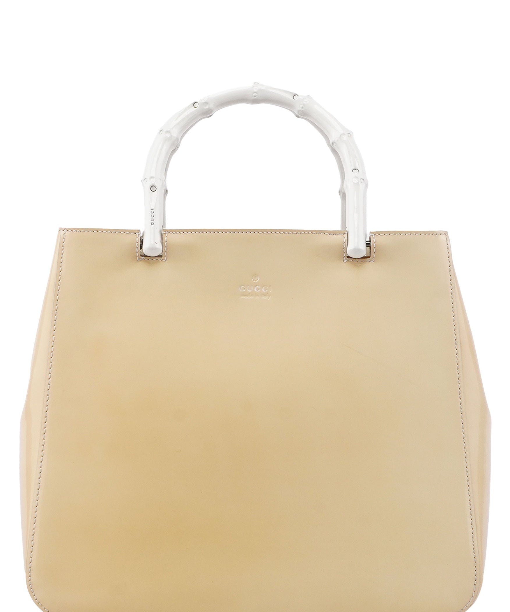 Gucci Gucci Beige Patent Leather Bamboo Tote