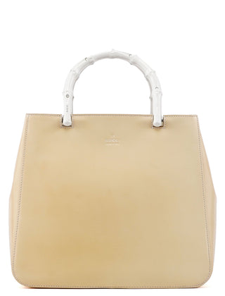 Gucci Gucci Beige Patent Leather Bamboo Tote