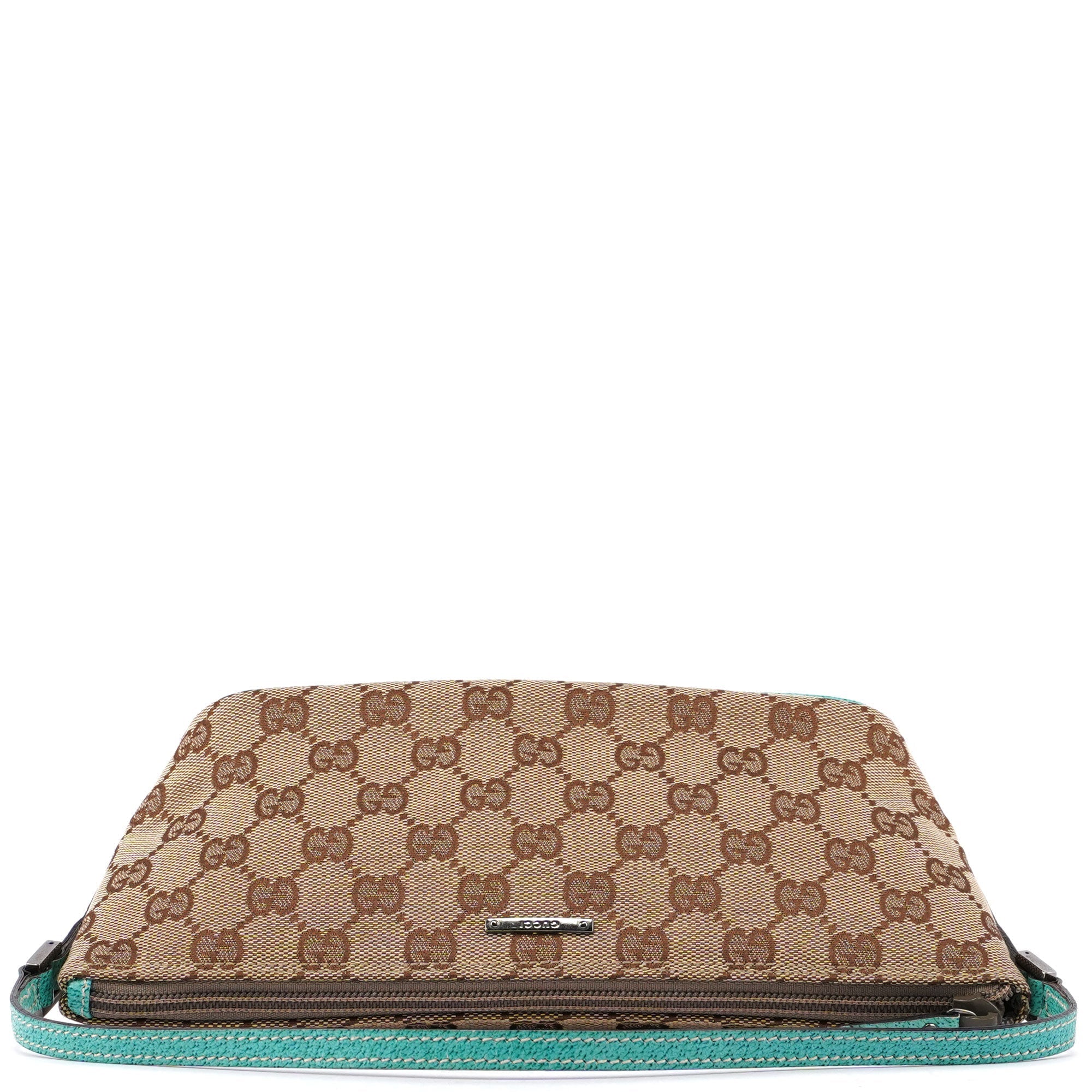 Gucci Boat Pochette DARK aus GG Canvas in Beige und Türkis