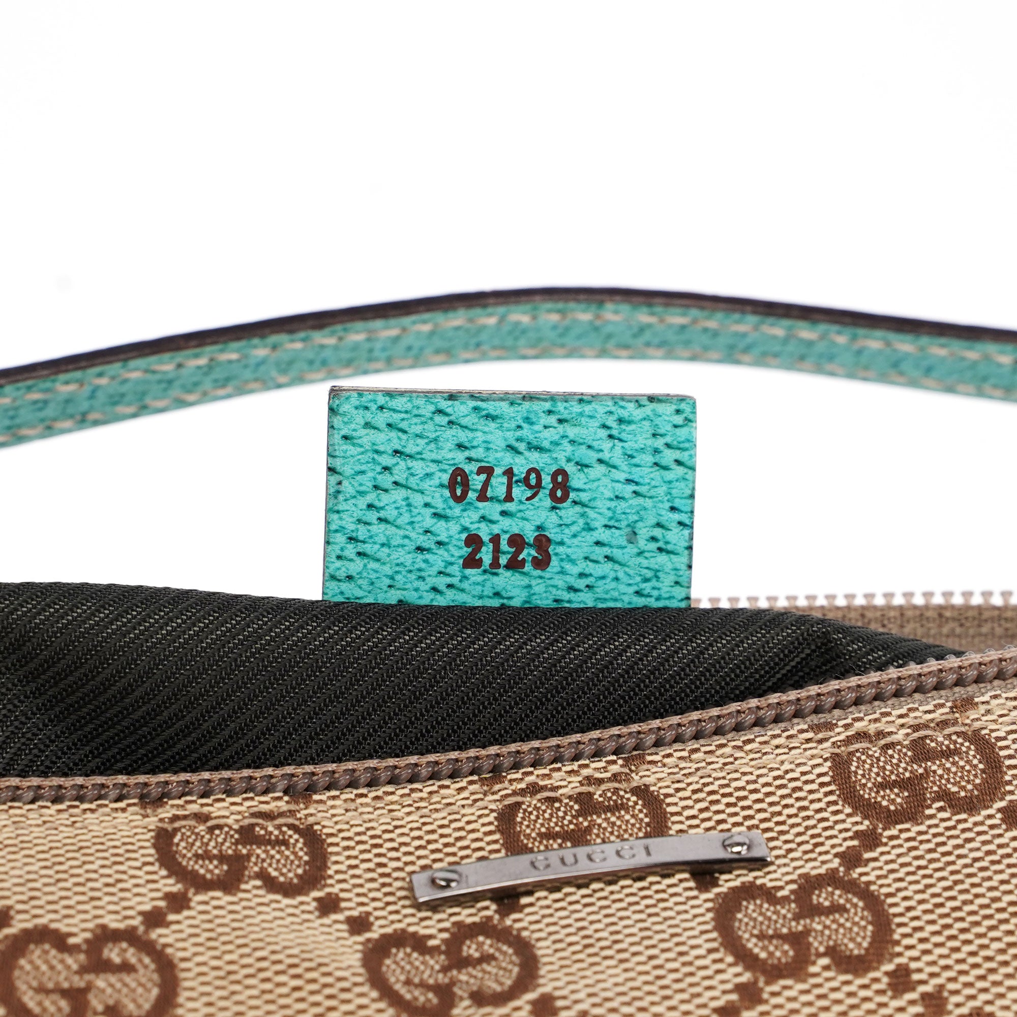 Gucci Boat Pochette DARK aus GG Canvas in Beige und Türkis