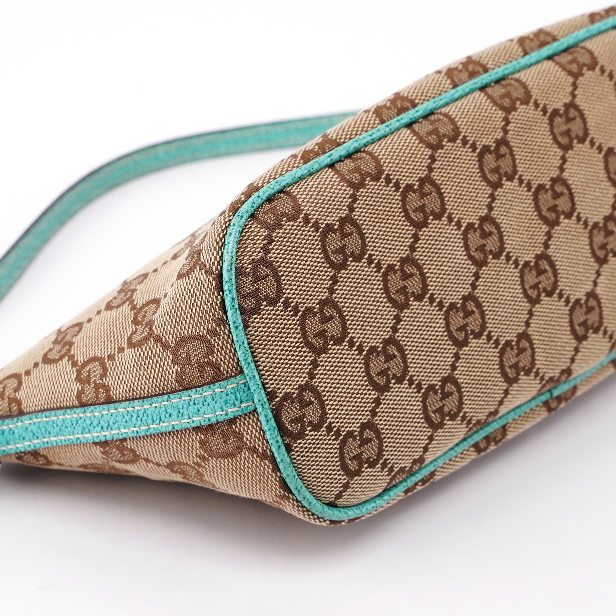 Gucci Gucci Beige Turquoise Boat Pochette DARK