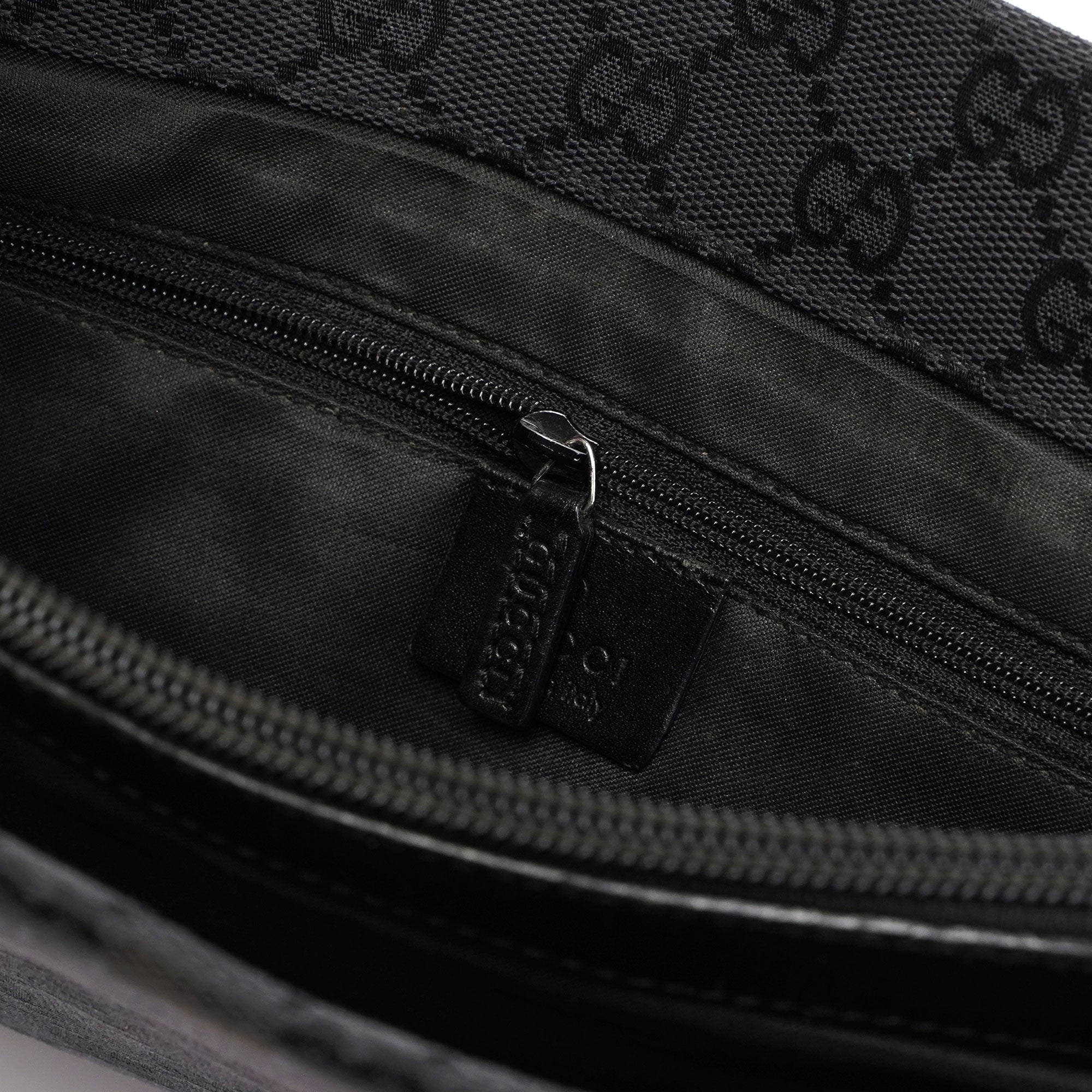 Gucci Gucci Black Canvas GG Bamboo Tote