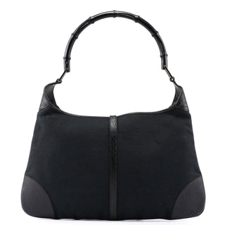 Gucci Gucci Black Canvas Jackie Bamboo Shoulder Bag