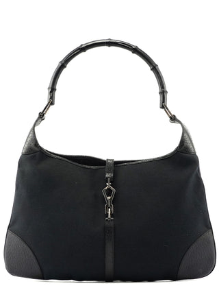 Gucci Gucci Black Canvas Jackie Bamboo Shoulder Bag