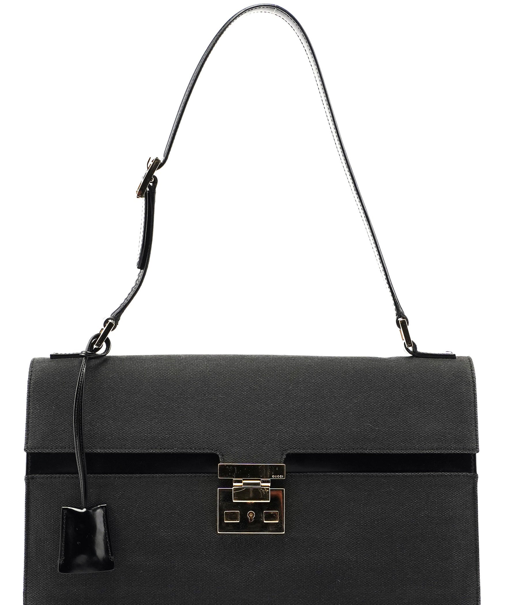 Gucci Gucci Black Canvas Keylock Shoulder Bag