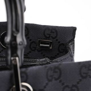 Gucci Gucci Black GG Canvas Bamboo Tote