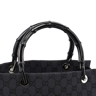 Gucci Gucci Black GG Canvas Bamboo Tote