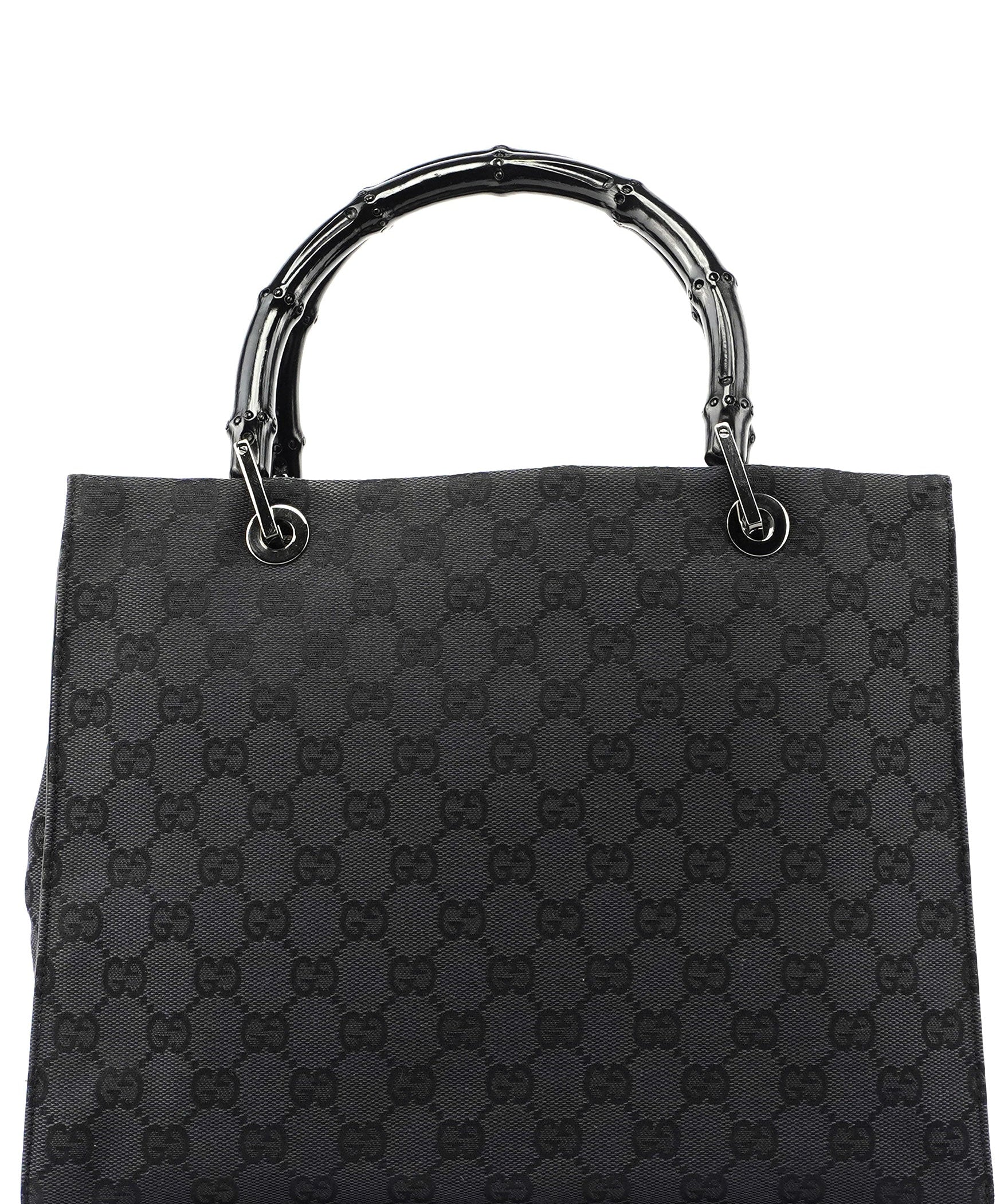 Gucci Gucci Black GG Canvas Bamboo Tote