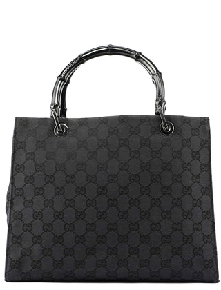 Gucci Gucci Black GG Canvas Bamboo Tote