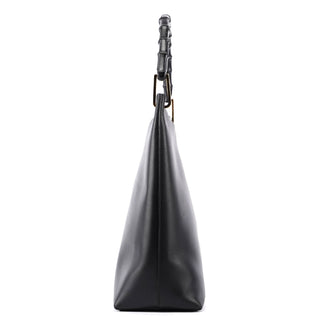 Gucci Gucci Black Leather Bamboo Hobo W/ Pouch