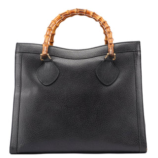 Gucci Gucci Black Leather Bamboo Tote