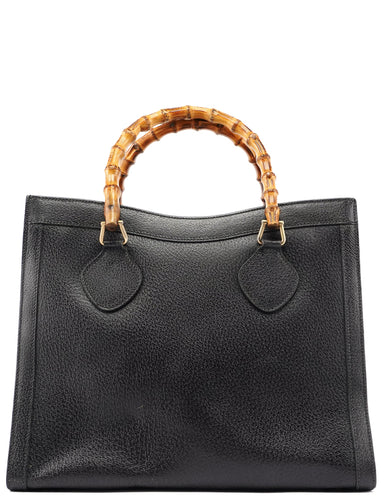 Gucci Gucci Black Leather Bamboo Tote