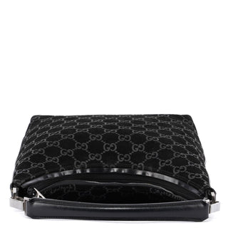 Gucci Gucci Black Suede GG Shoulder Bag