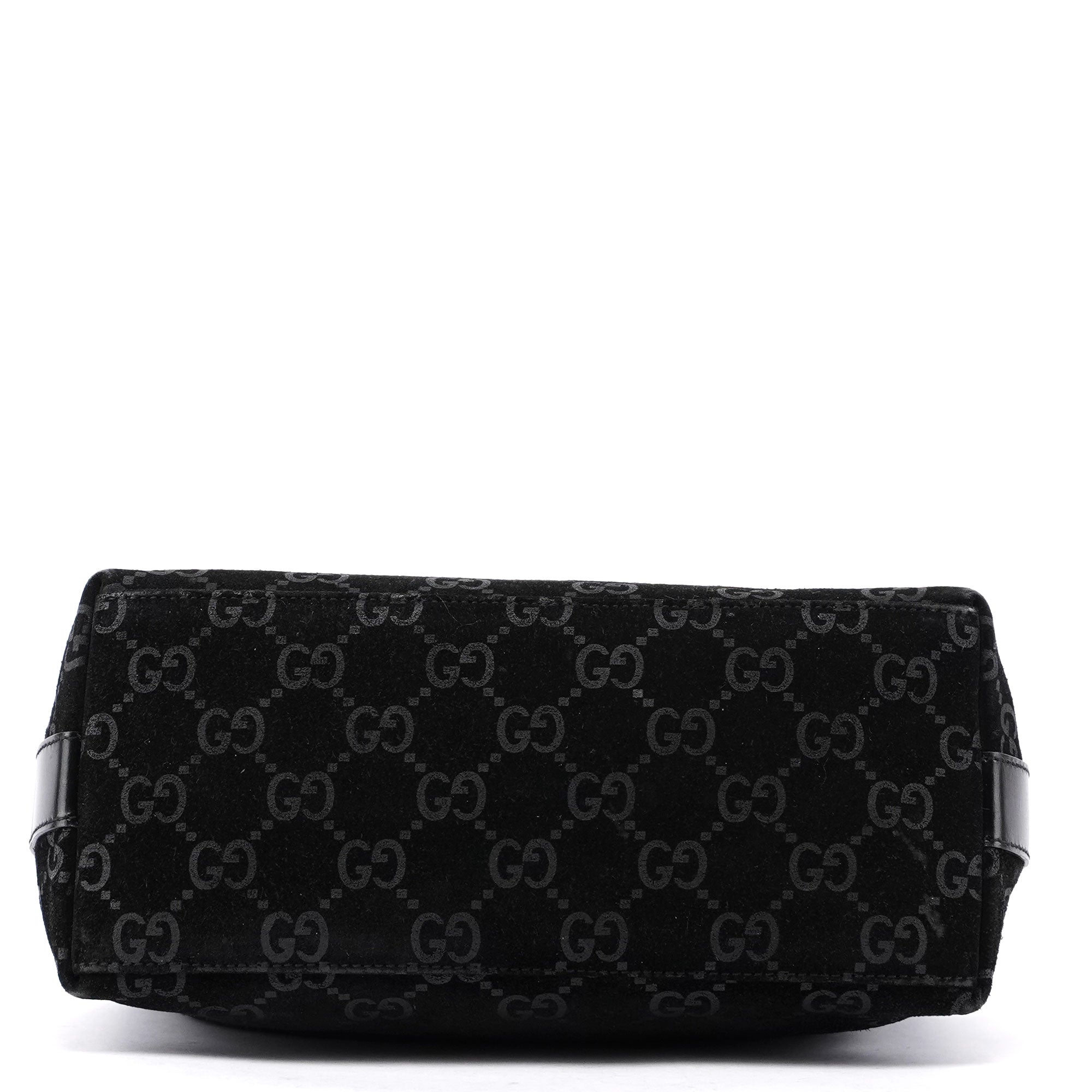 Gucci GG Schultertasche aus schwarzem Veloursleder