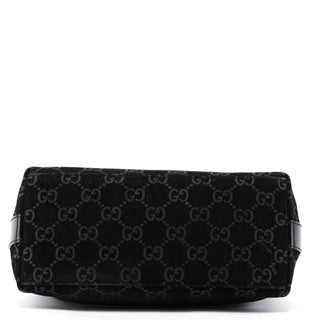 Gucci Gucci Black Suede GG Shoulder Bag