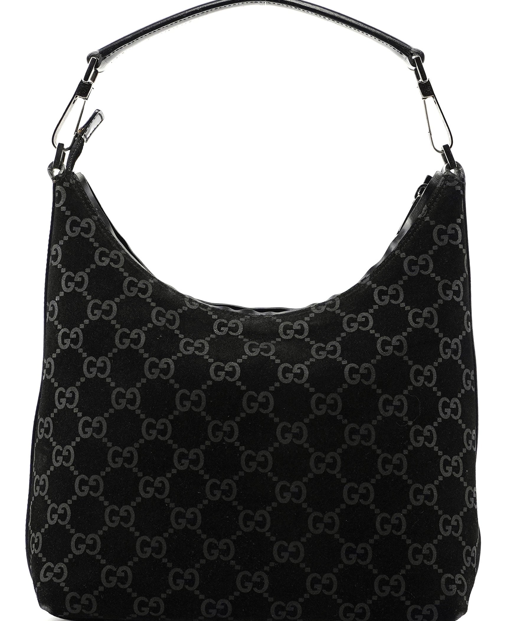 Gucci Gucci Black Suede GG Shoulder Bag