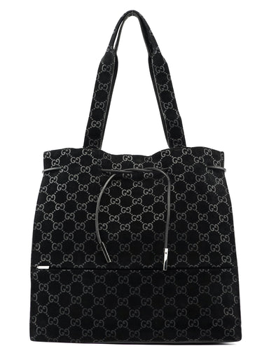 Gucci Gucci Black Suede GG tote