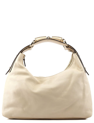 Gucci Gucci Off-White Leather Horsebit Shoulder Bag