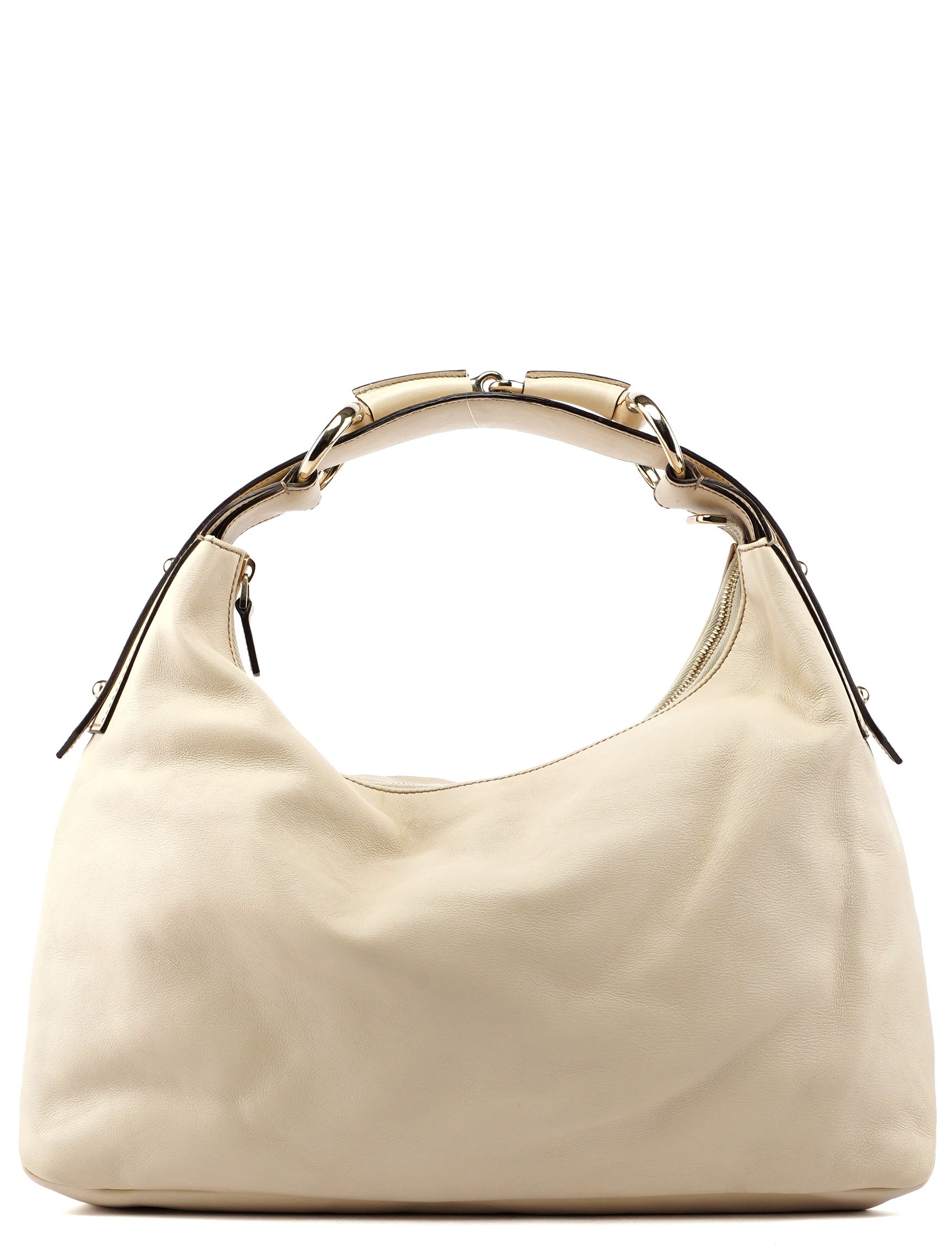 Gucci Gucci Off-White Leather Horsebit Shoulder Bag
