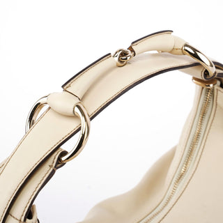 Gucci Gucci Off-White Leather Horsebit Shoulder Bag