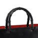 Gucci Guci Black Leather Bamboo Tote Red Int