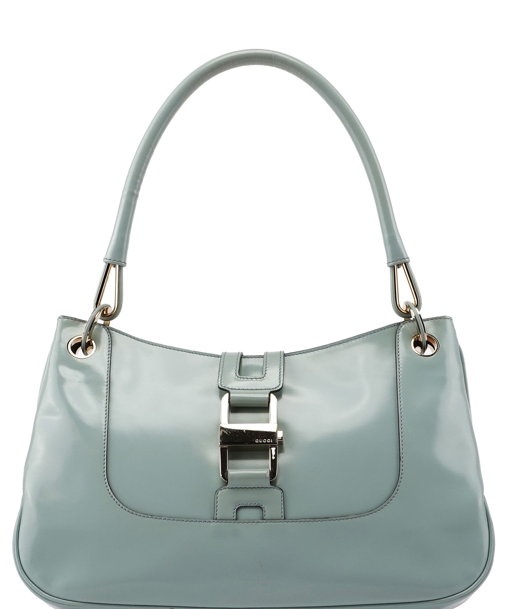Gucci Light Blue Patent Leather Jackie Shoulder Bag