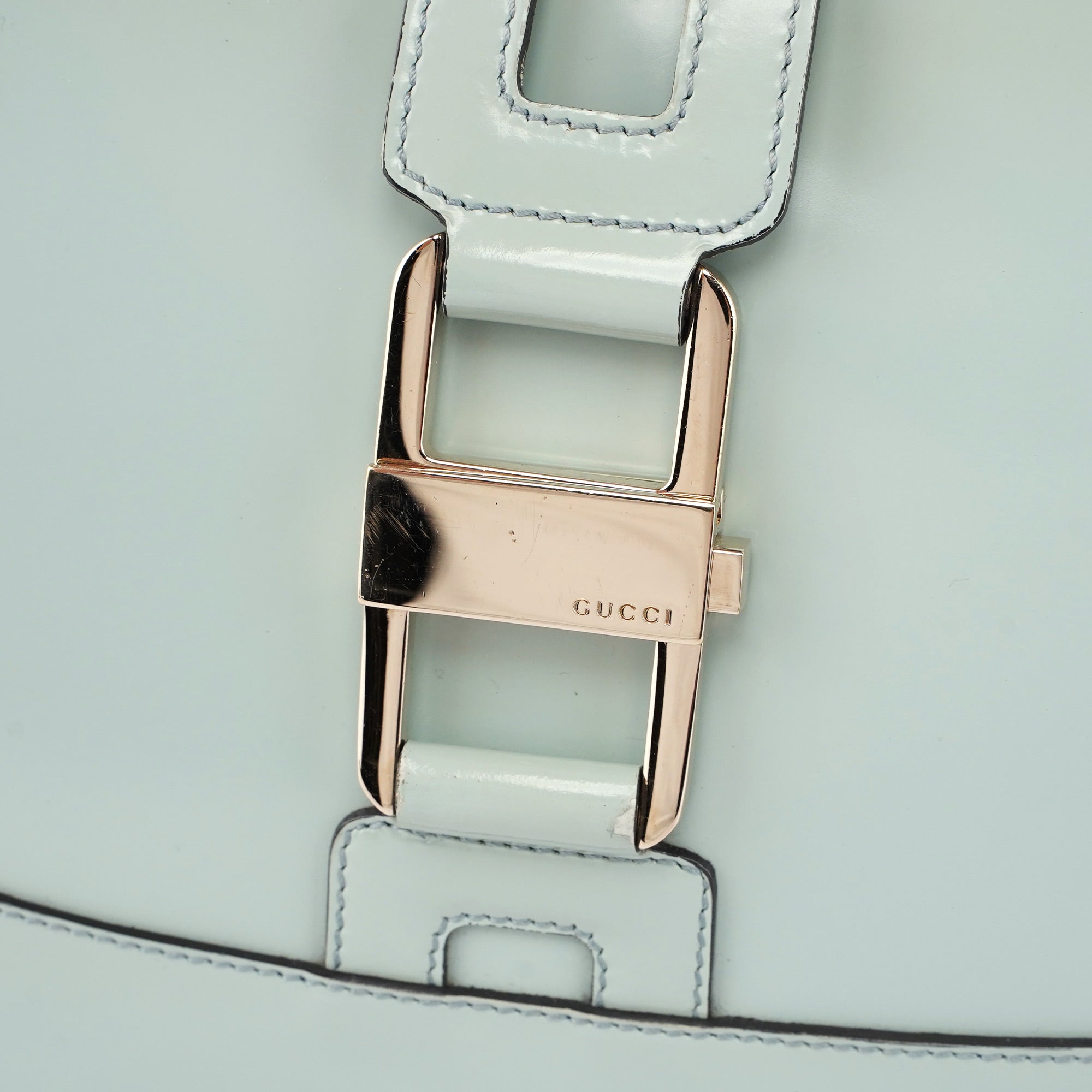 Gucci Light Blue Patent Leather Jackie Shoulder Bag