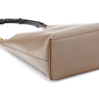 Gucci Light Brown Leather Bamboo Shoulder Bag