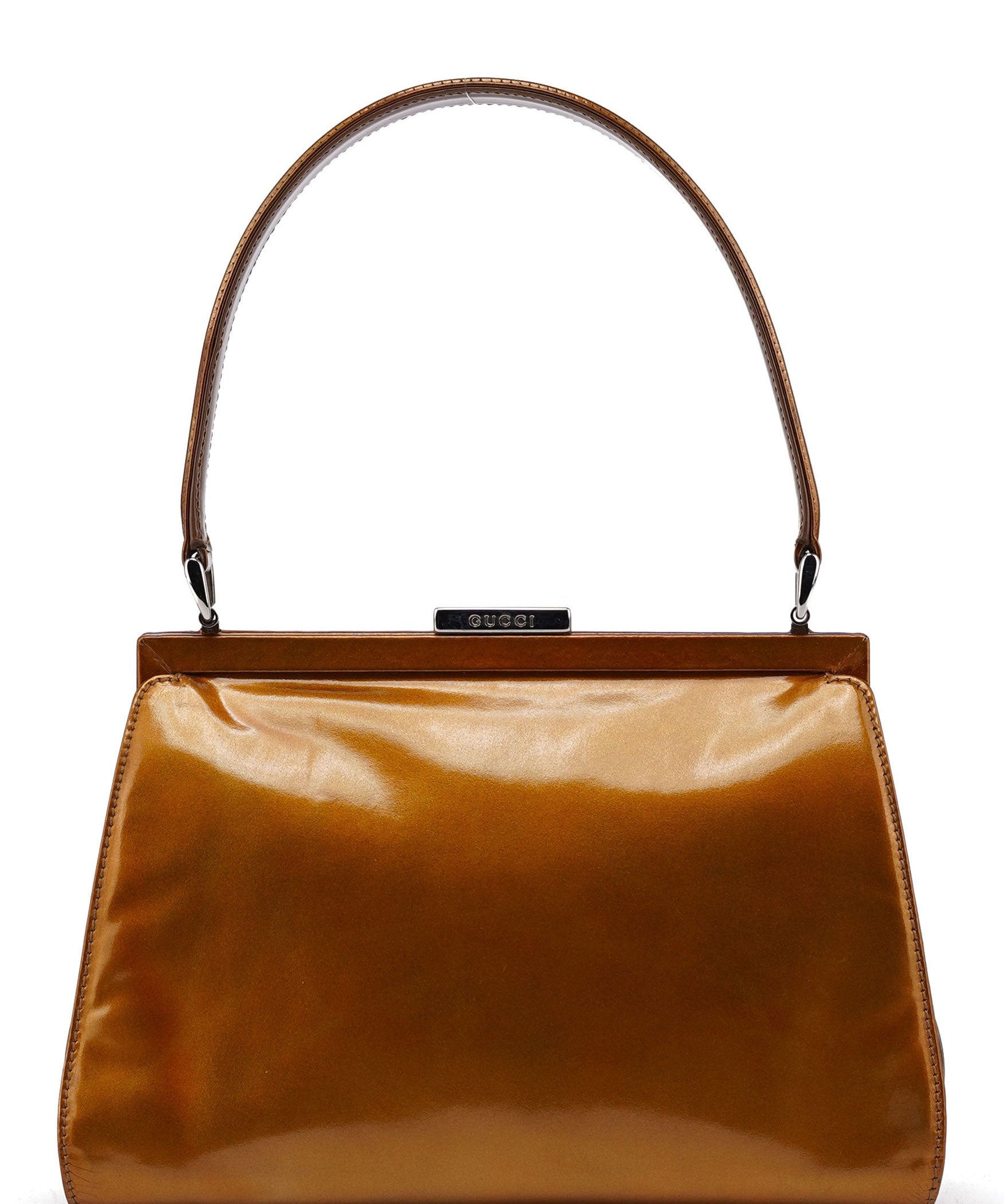Gucci Light Brown Patent Leather Clutch Shoulder Bag