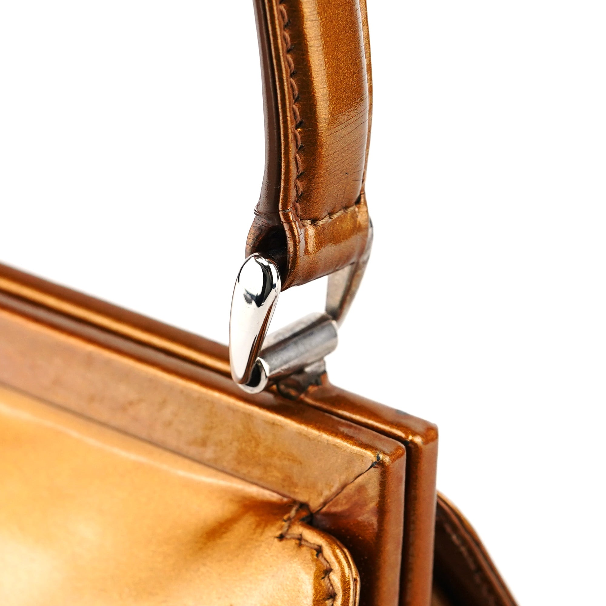 Gucci Pochette portée épaule en cuir verni marron clair