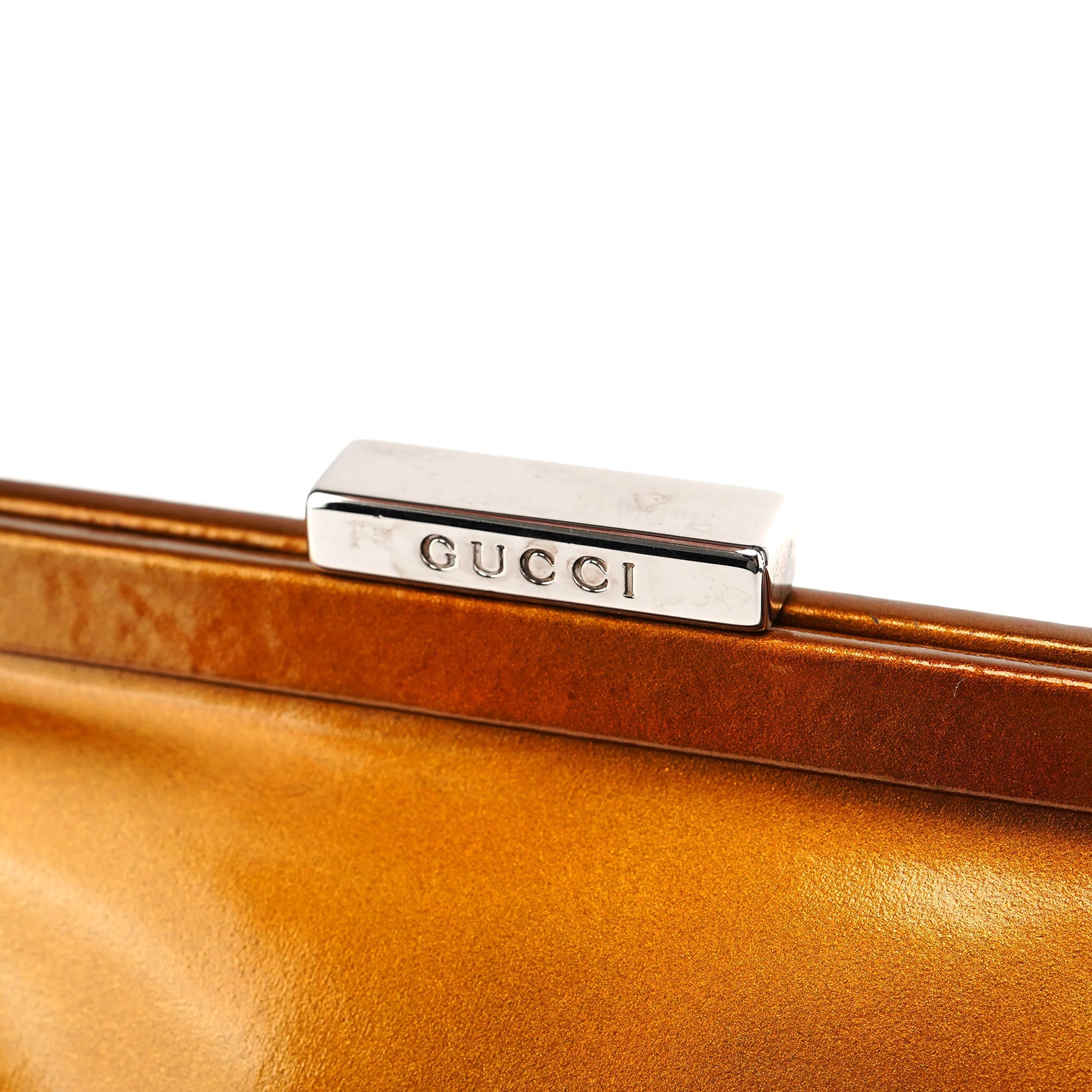 Gucci Light Brown Patent Leather Clutch Shoulder Bag