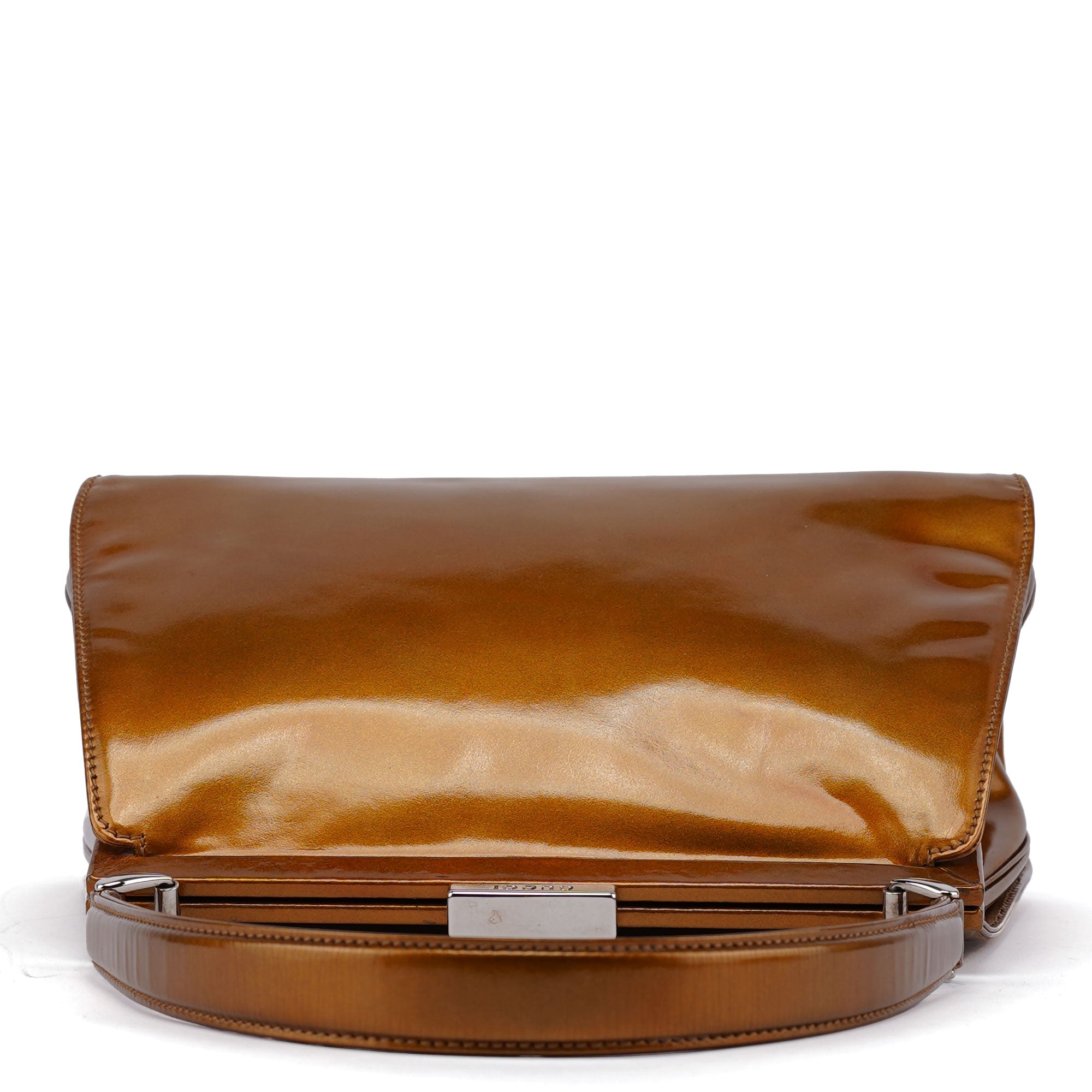 Gucci Light Brown Patent Leather Clutch Shoulder Bag