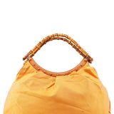 Gucci Light Brown Satin Bamboo Shoulder Bag